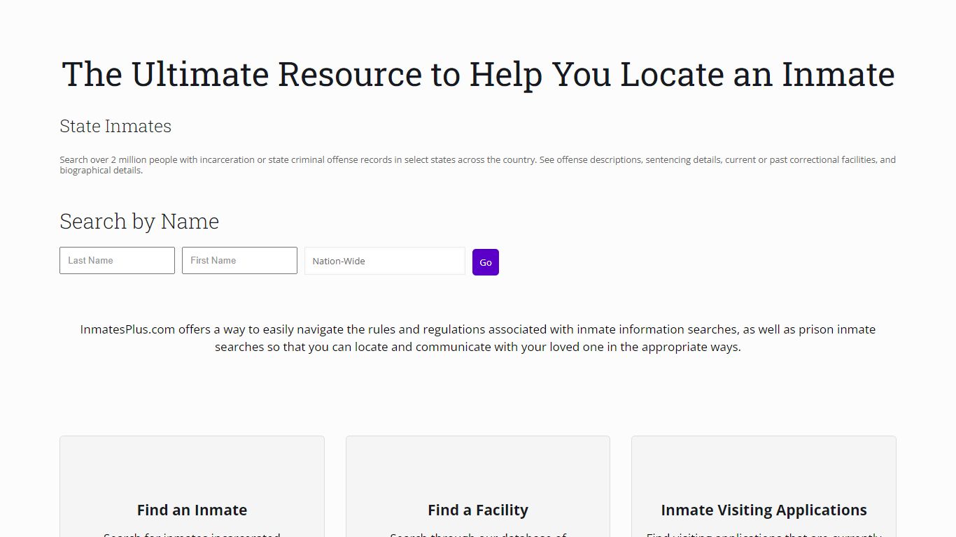 Locate An Inmate - Inmate Lookup By State | InmatesPlus.com